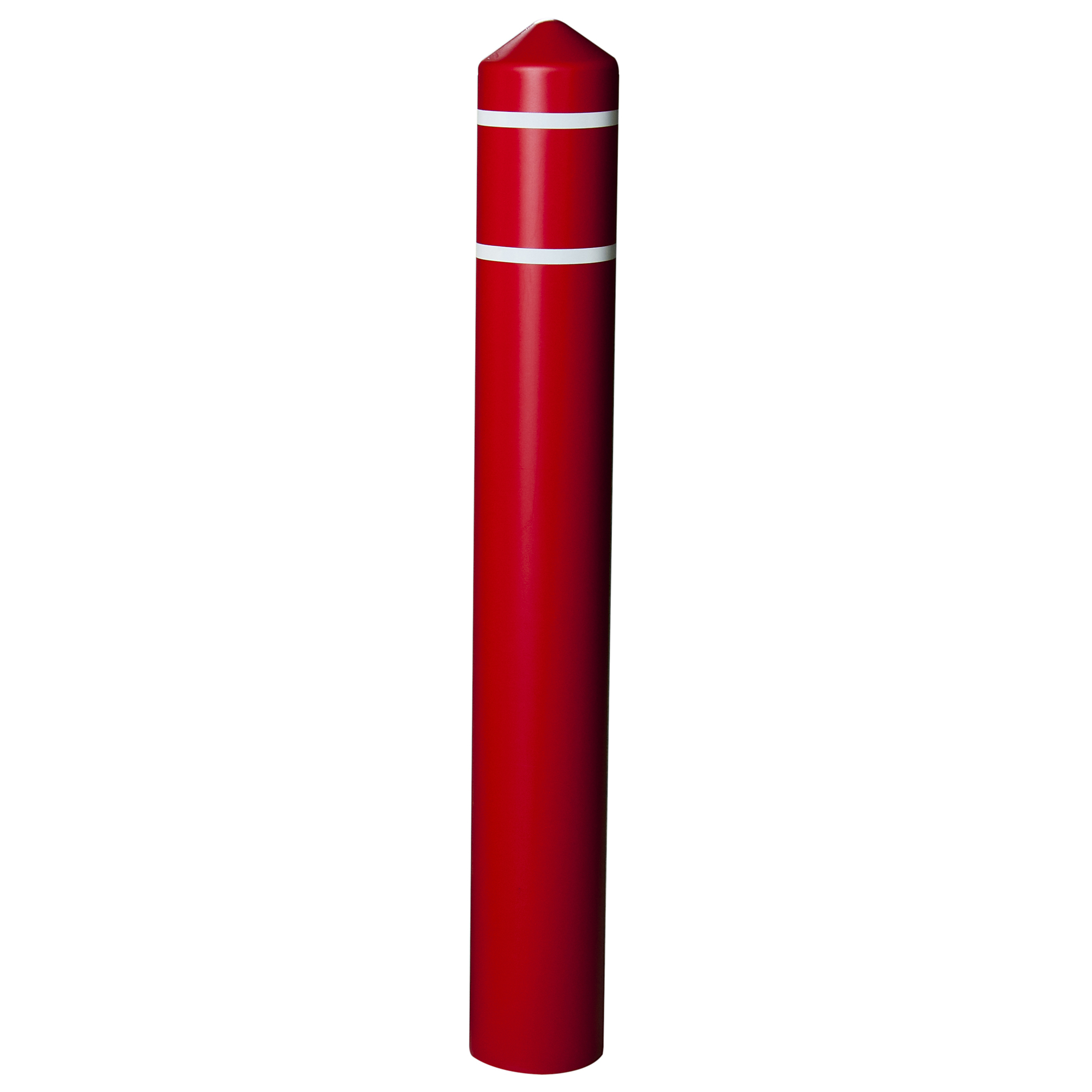 Eagle Smooth Bollard Cover — 6in. x 56in., White Reflective Stripes, Red, HDPE, UV Resistant, Model# 1736RWS